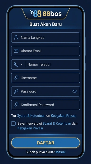 Tampilan halaman daftar 88bos