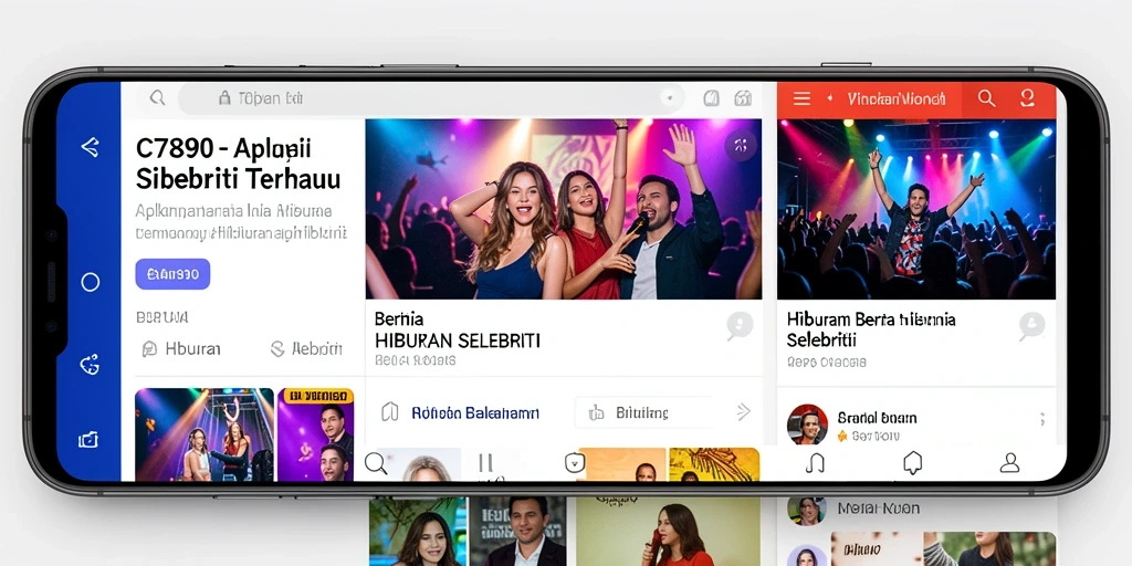 Tampilan antarmuka C7890 menampilkan kategori berita selebriti terkini.
