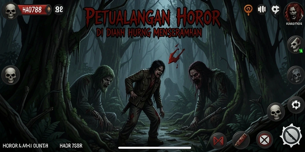 Tampilan antarmuka menyeramkan HAO788 dengan suasana hutan angker.
