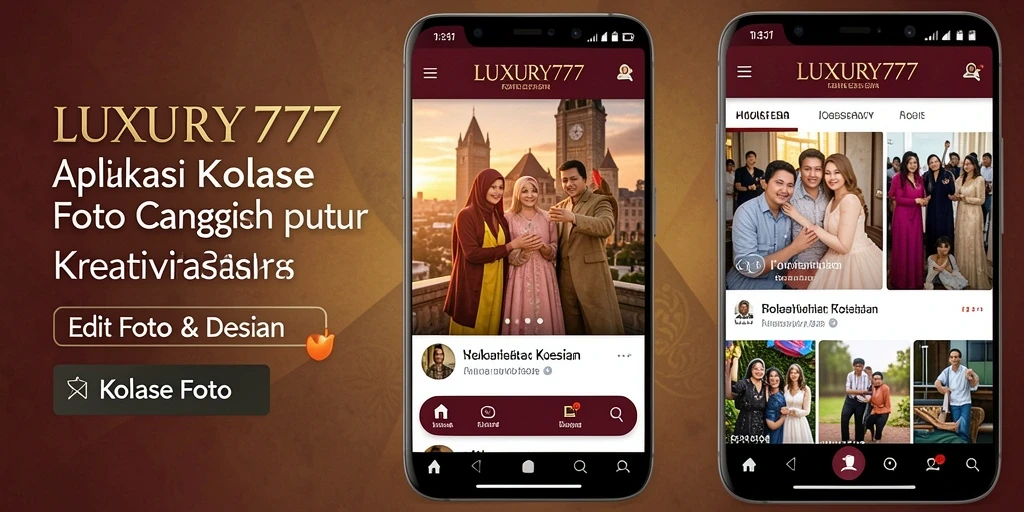 Tampilan antarmuka LUXURY777 saat membuat kolase foto yang menarik.