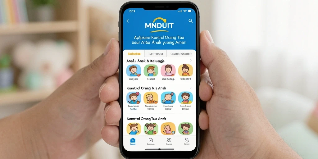 Antarmuka aplikasi MNDUIT yang intuitif untuk kontrol orang tua.