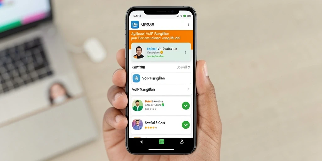 Tampilan antarmuka aplikasi MR888 untuk VoIP Panggilan yang user-friendly.