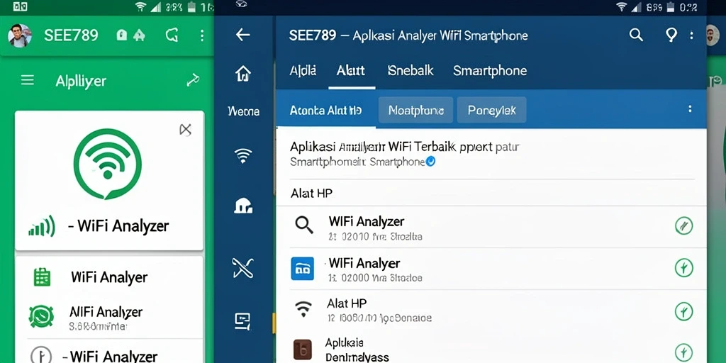 Tampilan antarmuka SEE789 yang menampilkan analisis jaringan WiFi dengan jelas.